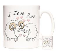 I Love Ewe Romantic Gift Mug - Cute Cartoon Sheep Design - 11oz Ceramic Coffee Cup - Boxed Gift for Her, Him, Couples, Valentine's Day Mug