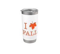 I Love Fall Autumn Falling Leaves Heart Maple Leaf Pumpkin Stainless Steel Insulated Tumbler