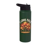 I Love Fall Autumn Tree Leaves Colorful Stainless Steel Insulated Water Bottle