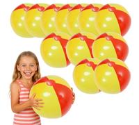 I LOVE FANCY DRESS 12-Pack Giant 16" Inflatable Rainbow Beach Balls - Bulk Pool Toys for Kids & Adults - Fun Summer Favourites for Parties, Beach & Outdoor Play