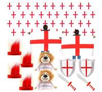 I Love Fancy Dress 12 Piece England Set - Bunting, Flag Capes, Headbands, Hats & Inflatables in Red | Size: 1 Pack I Love Fancy Dress Red 1 Pack
