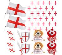 I Love Fancy Dress 14 Piece England Set - Flags, Bunting, Tattoos, Inflatables & Hats in Red | Size: 1 Pack I Love Fancy Dress Red 1 Pack