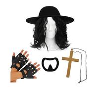 I Love Fancy Dress 1990's Wrestler Accessory Set Hat, Wig, Cross, Goatee & Gloves I Love Fancy Dress Multicolor