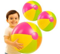 I LOVE FANCY DRESS 2-Pack Giant 16" Inflatable Rainbow Beach Balls - Large Pool Toys for Kids & Adults - Fun Summer Party Favourites for Beach & Poolside Play