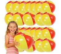 I LOVE FANCY DRESS 24-Pack Giant 16" Inflatable Rainbow Beach Balls - Bulk Pool Toys for Kids & Adults - Fun Summer Favourites for Parties, Beach & Outdoor Play