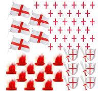 I Love Fancy Dress 28 Piece England Set - Flags, Bunting, Headbands & Inflatables in Red | Size: 1 Pack I Love Fancy Dress Red 1 Pack