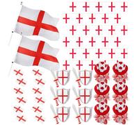 I Love Fancy Dress 28 Piece England Set - Flags, Bunting, Tattoos, Inflatables & Hats in Red | Size: 1 Pack I Love Fancy Dress Red 1 Pack