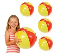 I LOVE FANCY DRESS 4-Pack Giant 16" Inflatable Rainbow Beach Balls - Large Pool Toys for Kids & Adults - Fun Summer Party Favourites for Beach & Poolside Play