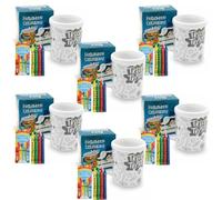 I LOVE FANCY DRESS 6x Halloween Mugs Colouring Set with 24 Crayons - Fun Kids DIY Colouring Activity, Reusable Trick or Treat Gift, Creative Halloween Party Favour & Arts and Crafts Kit