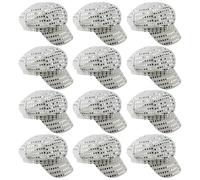 I LOVE FANCY DRESS 70's Silver Sequin Disco Hat - Pack Of 12 - Dazzling Silver Cap with Sparkling Sequins, Perfect for Eurovision Disco Nights, Themed Parties, or Retro Costume Events!