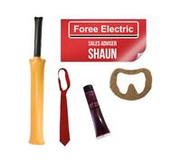 I LOVE FANCY DRESS Adult Zombie Halloween Costume Accessory Set - Bat, Blood, Badge, Tie & Beard
