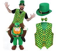 I LOVE FANCY DRESS Adults Irishman St. Patrick's Day Costume - Green Shamrock Waistcoat, Matching Bowtie, Green Buckle Top Hat - One Size, Unisex, Men's Costume