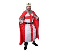 I LOVE FANCY DRESS Adults King Arthur Costume - St George's Cross Tunic + Red Cape + Headpiece + Crown