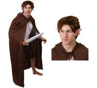 I LOVE FANCY DRESS ADULTS MYTHICAL MAN DWARF COSTUME SET WITH BROWN CAPE, WIG & FAKE EARS PERFECT FOR SCHOOL BOOK WEEK AND WORLD BOOK DAY | ONE SIZE FITS MOST