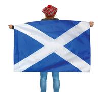 I LOVE FANCY DRESS Adults Scotland Accessories - Wearable Scottish Flag Cape Tartan Tam O'Shanter Hat Attached Hair Burns Night Sports - Pack of 3