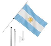 I LOVE FANCY DRESS Argentina Flag, Flagpole and Wall Mount - 5ft x 3ft Argentinian Flag with Grommets, Extendable Pole and Mount - Sports Supporter National Pride Indoor Outdoor Decoration