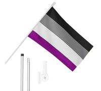 I LOVE FANCY DRESS Asexual Flag, Flagpole and Wall Mount Set - 5ft x 3ft Flag with Grommets, Extendable Pole and Mount - Pride Month Festivals and Celebrations LGBTQ+ Indoor Outdoor Decoration