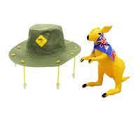 I Love Fancy Dress Australian Kangaroo Cork Hat & Inflatable Kangaroo Set I Love Fancy Dress Multicolor