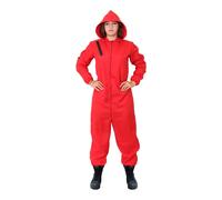 Adults Bank Robber Halloween Costume - Red Jump Suit with Attached Hood and Mask - Adults Halloween Fancy Dress Costume (XX-Large)