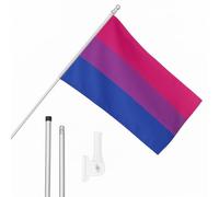 I LOVE FANCY DRESS Bisexual Flag, Flagpole and Wall Mount Set - 5ft x 3ft Flag with Grommets, Extendable Pole and Mount - Pride Month Festivals and Celebrations LGBTQ+ Indoor Outdoor Decoration