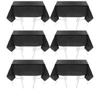 I LOVE FANCY DRESS Black PVC Tablecloth - Pack of 6-71" x 43"/180cm x 110cm Plain Black PVC Table Cover - Wipe-Clean Reusable Party Tableware Decoration