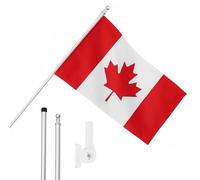 I LOVE FANCY DRESS Canada Flag, Flagpole and Wall Mount - 5ft x 3ft Canadian Flag with Grommets, Extendable Pole and Mount - Sports Supporter National Pride Indoor Outdoor Decoration