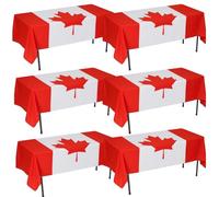 I LOVE FANCY DRESS Canada Flag Tablecloth - Pack of 6 - 5ft x 3ft Polyester Table Cloth with Bold Maple Leaf Print - Canada Day, Patriotic Events & Canadian Themed Party Décor
