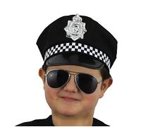 I LOVE FANCY DRESS CHILDRENS POLICE OFFICER HAT COP BOBBY SERGEANT LAW PC FOR BOYS AND GIRLS