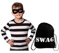 I LOVE FANCY DRESS Childs Burglar Granny Costume - X-Large - Black & White Striped T-Shirt