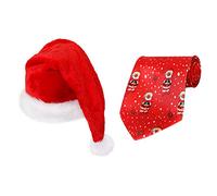 I LOVE FANCY DRESS Christmas Hat & Tie Combo. Red Plush Xmas Hat + Red Ho Ho Ho! Festive Tie. Funny Stocking Filler for Men. Funny Secret Santa Gift for Men. Men's One Size Christmas Accessory.