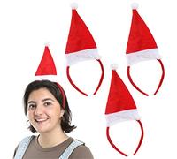 I LOVE FANCY DRESS Christmas Mini Santa Hats On Headband - Novelty X-mas Hats - Mini Santa Hats - Red Felt Santa Hats with White Faux Fur Trim & Bobble - Santa Hats Bulk (Pack of 1)
