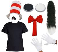 I Love Fancy Dress Crazy Cat Costume Set with Cat Nose & Thin Fluffy Tail in Black | Size: 2XL I Love Fancy Dress Black 2XL