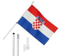 I LOVE FANCY DRESS Croatia Flag, Flagpole and Wall Mount Set - 5ft x 3ft Flag with Grommets, Extendable Pole and Mount - Croatian Sports Supporter National Pride Indoor Outdoor Decoration