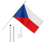 I LOVE FANCY DRESS Czech Republic Flag, Flagpole and Wall Mount Set - 5ft x 3ft Flag with Grommets, Extendable Pole and Mount - Czech Sports Supporter National Pride Indoor Outdoor Decoration