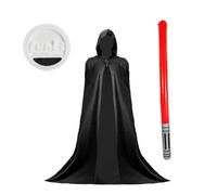 I LOVE FANCY DRESS Dark Emperor Costume Set - Black Hooded Robe, Face Paint & Red Inflatable Lightsaber - Villain Outfit for Halloween & Cosplay