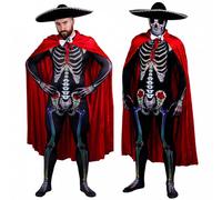 I Love Fancy Dress Day of the Dead Sugar Skeleton Costume in Black | Size: 2XL I Love Fancy Dress Black 2XL
