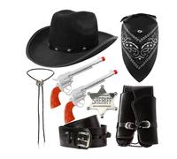I Love Fancy Dress Deluxe Black Cowboy Hat & Accessory Set | Size: Medium I Love Fancy Dress Black Medium