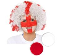 I Love Fancy Dress England Curly Wig & Red & White Face Paint | Size: 24 Pack I Love Fancy Dress Red 24 Pack