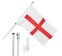 I LOVE FANCY DRESS England Flag, Flagpole and Wall Mount Set - 5ft x 3ft Flag with Grommets, Extendable Pole and Mount - English Sports Supporter National Pride Indoor Outdoor Decoration