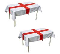 I LOVE FANCY DRESS England Flag Tablecloth 5ft x 3ft 2 Pack - St George’s Cross Polyester Table Cover for Street Party, Football Events, BBQs, King’s Coronation Decor