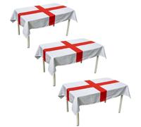 I LOVE FANCY DRESS England Flag Tablecloth 5ft x 3ft - 3 Pack - St George’s Cross Polyester Table Cover for Street Party, Football Events, BBQs, King’s Coronation Decor