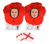 I Love Fancy Dress English Rose Hat & Temporary Tattoo in Red | Size: 1 Pack I Love Fancy Dress Red 1 Pack