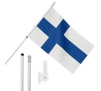 I LOVE FANCY DRESS Finland Flag, Flagpole and Wall Mount Set - 5ft x 3ft Flag with Grommets, Extendable Pole and Mount - FinnishSports Supporter National Pride Indoor Outdoor Decoration