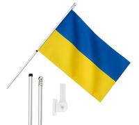 I LOVE FANCY DRESS Flag, Flagpole and Wall Mount Set - 5ft x 3ft Ukraine Flag with Grommets, Extendable Pole and Mount - Ukrainian Sports Supporter National Pride Indoor Outdoor Decoration