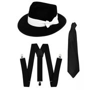 I Love Fancy Dress Gangster Set- Trilby Hat, Tie & Braces (Black) in Black I Love Fancy Dress Black