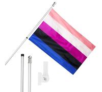 I LOVE FANCY DRESS Genderfluid Flag, Flagpole and Wall Mount Set - 5ft x 3ft Flag with Grommets, Extendable Pole and Mount - Pride Month Festivals and Celebrations LGBTQ+ Indoor Outdoor Decoration