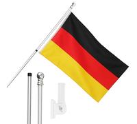 I LOVE FANCY DRESS Germany Flag, Flagpole and Wall Mount Set - 5ft x 3ft Flag with Grommets, Extendable Pole and Mount - German Sports Supporter National Pride Indoor Outdoor Decoration