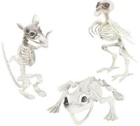 I LOVE FANCY DRESS Halloween Skeleton Animals - Pack of 3 Skeleton Bird, Rat and Frog Set - Skeletal Props Scary Creepy Halloween Horror Party Decor Trick or Treat Decorations