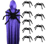 I LOVE FANCY DRESS Halloween Spider Decoration - Pack of 9-24"/60cm Giant Black Spider Prop with Poseable Legs - Spooky Haunted House Halloween Decoration