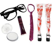 I Love Fancy Dress ILFD-ZOMBSG-2186-BLRD-TIGHTS Zombie Schoolgirl Fancy Dress Set for Halloween (One Size)